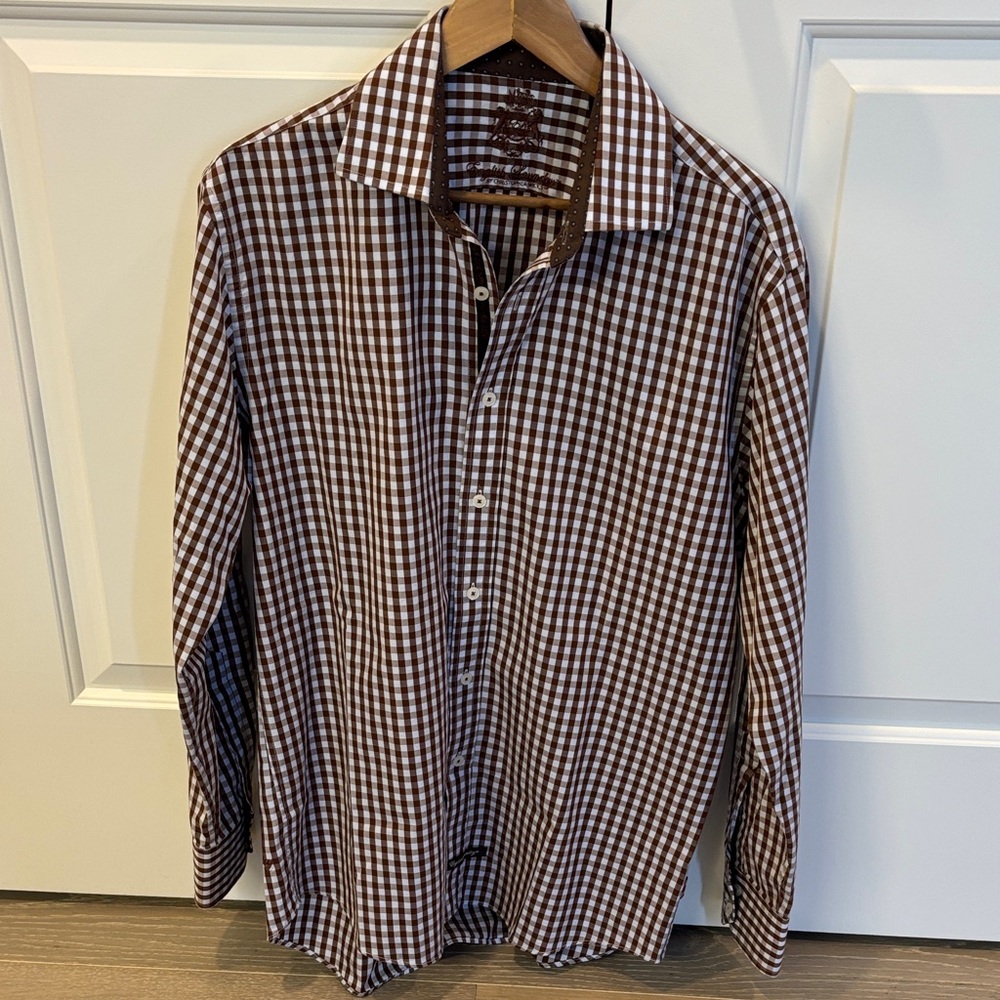 English Laundry Brown and White Checkered Shirt (16 x 34/35)